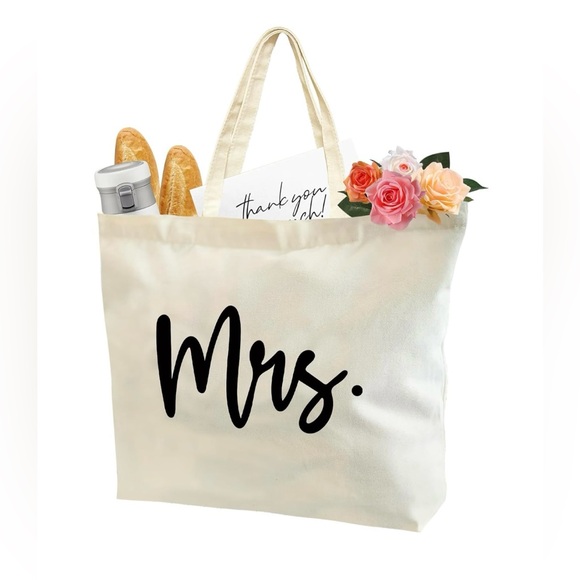 Mrs Tote Bag Mrs Canvas Tote Bride Tote Bridal Shower Gift Bag Bride To Be Bag - Picture 1 of 7